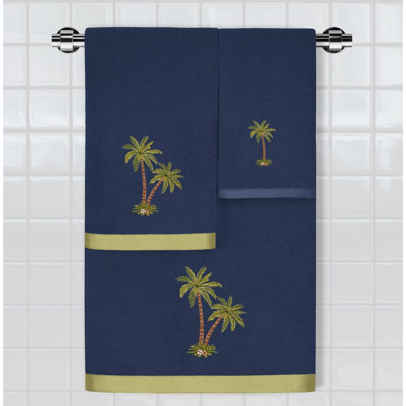 Authentic Hotel and Spa Turkish Cotton Palmera 3 PC Towel Set - Marine - 3-Piece