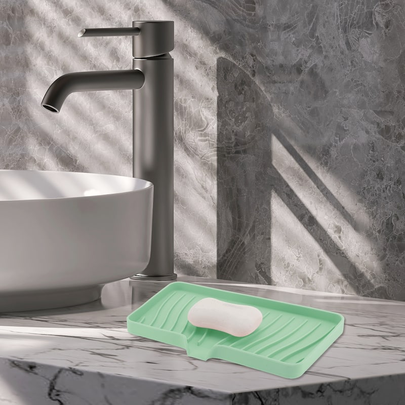 Waterproof Soap Holder with Draining for Bathroom 1 Pc - Light Green - 10.04"x5.51"x0.79"