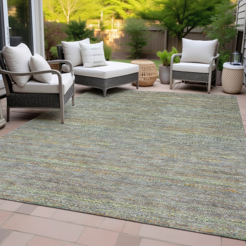 Machine Washable Indoor/Outdoor Modern Stripes Chantille Rug