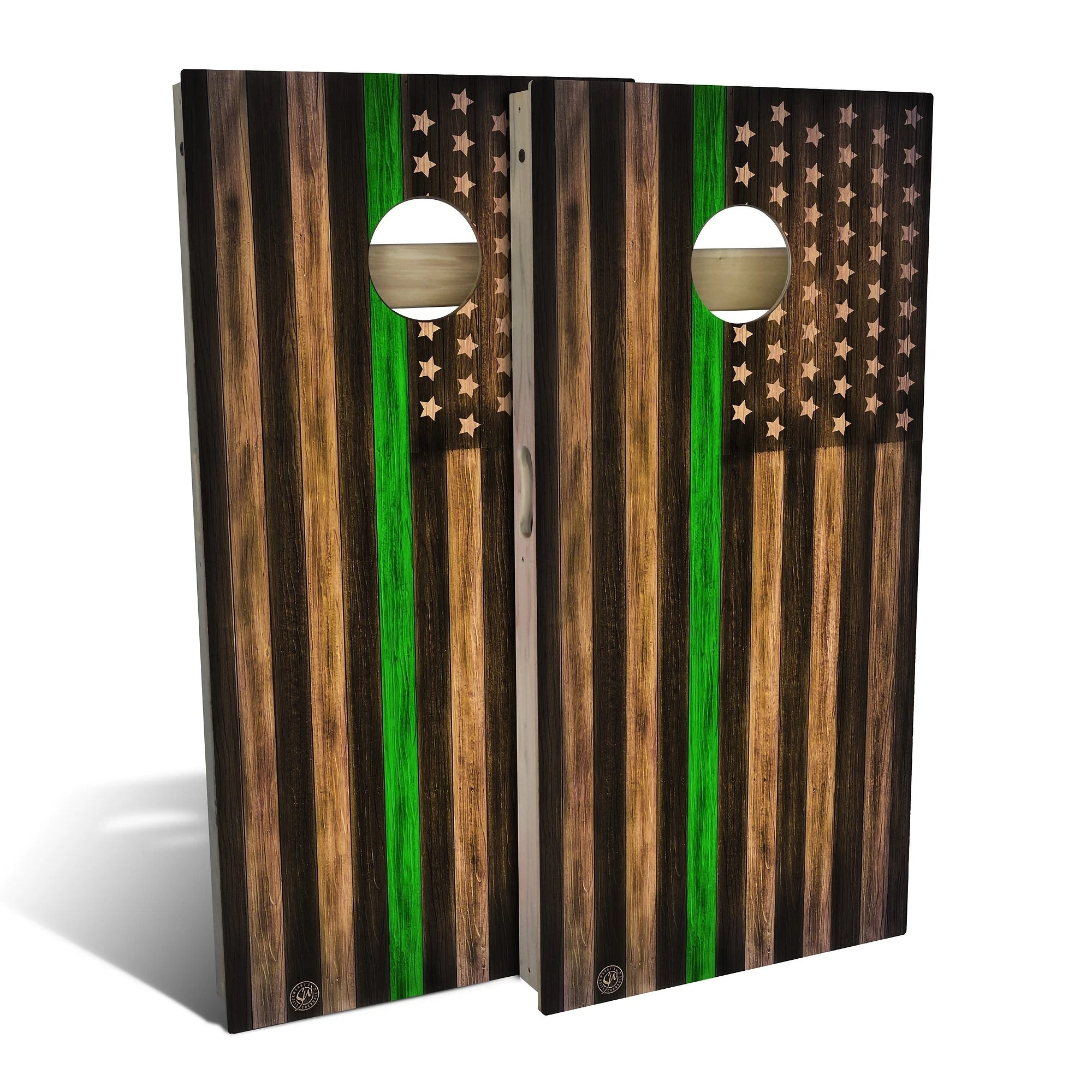 Charred First Responder Green Line Outdoor Cornhole Board Set