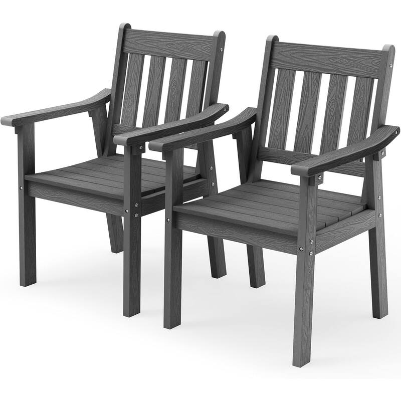 WINSOON HIPS All Weather Outdoor Patio Dining Sets with Umbrella Hole& Aluminum Frame - Grey2Chairs