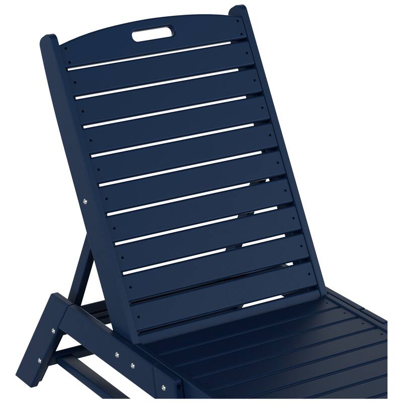 Laguna Hdpe All Weather Outdoor Patio Pool Reclining Armless Chaise Lounges With Square Side Table (3-Piece Set)