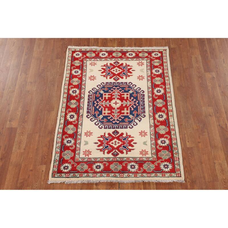 Kazak Oriental Accent Rug Handmade Wool Carpet - 3'0" x 4'0"