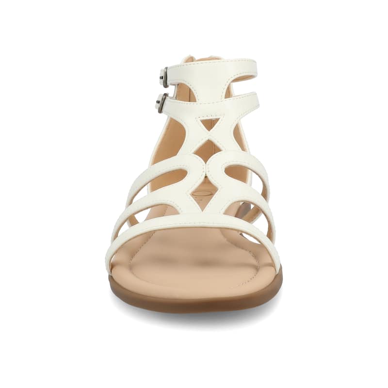 Journee Women's Genneva Medium and Wide Width Flat Sandals - Wide - White - 6.5