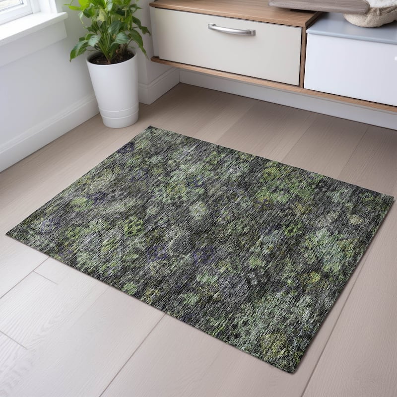 Premium Washable Super Soft Traditional Tribal Mayfield Rug - Green - 1'8" x 2'6"