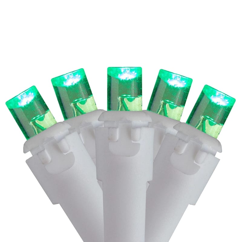 100 Count Green LED Wide Angle Icicle Christmas Lights 5.5ft White Wire - 5.5'