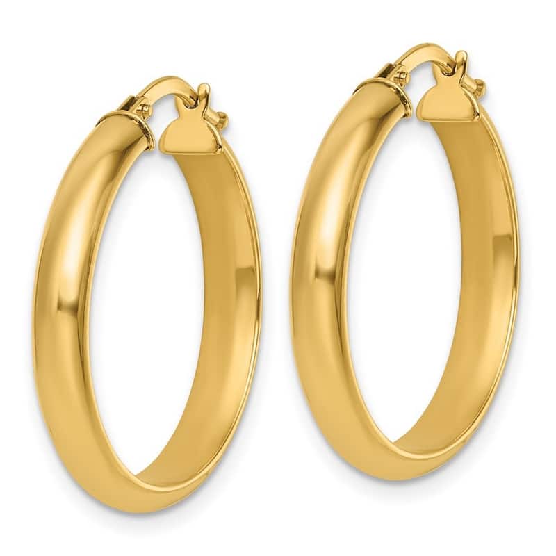 Curata 14k Yellow Gold Small Polished Hoop Earrings - 26x24.7mm