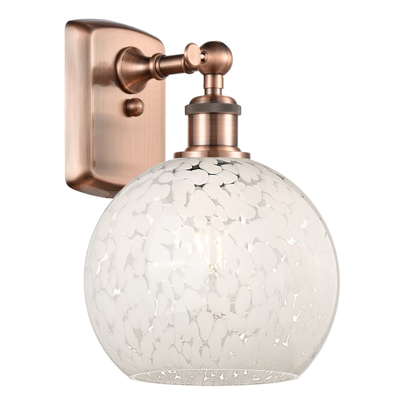 Innovations Lighting 516-1W-11-8 White Mouchette Sconce White - Antique Copper / White Mouchette