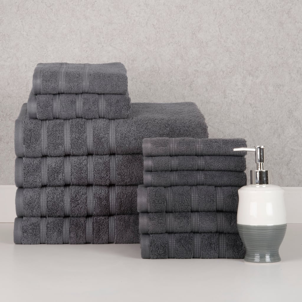 Bibb Home 12 Piece Zero Twist Egyptian Cotton Towel Set