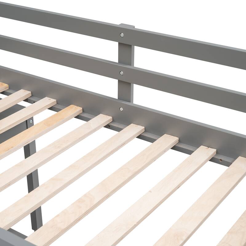 Compact Twin Loft Bed with Storage Drawers and Rolling Desk in Gray