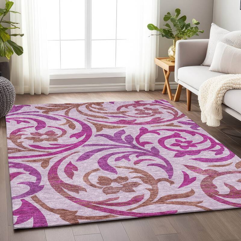 Premium Washable Super Soft Contempory Scroll Mayfield Rug - Lavender - 10' x 14' - Rectangle