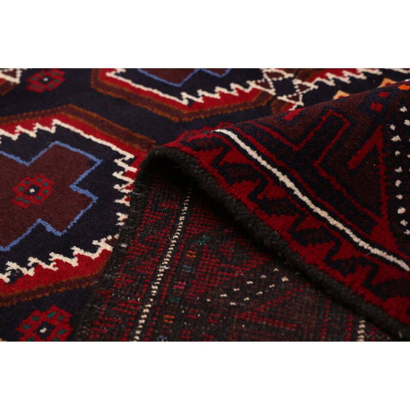 ECARPETGALLERY Hand-knotted Teimani Dark Navy, Red Wool Rug - 3'3 x 6'0