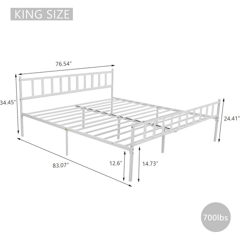 alazyhome Classic Metal Platform Bed Frame Steel Slat Support, Black