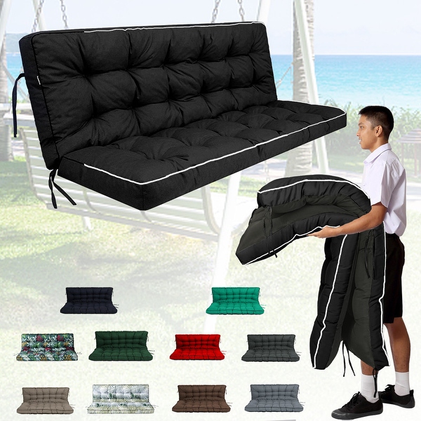 Outdoor Swing Cushions 55 inch Waterproof Porch Swing Cushions 3 Seater Replacement with Backrest 4 Thicken Bench Cushion On Sale Bed Bath Beyond 40759256