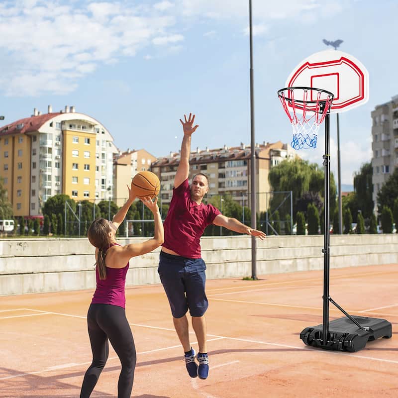 Portable Basketball Hoop Stand Height Adjustable Goal System W/2 Nets