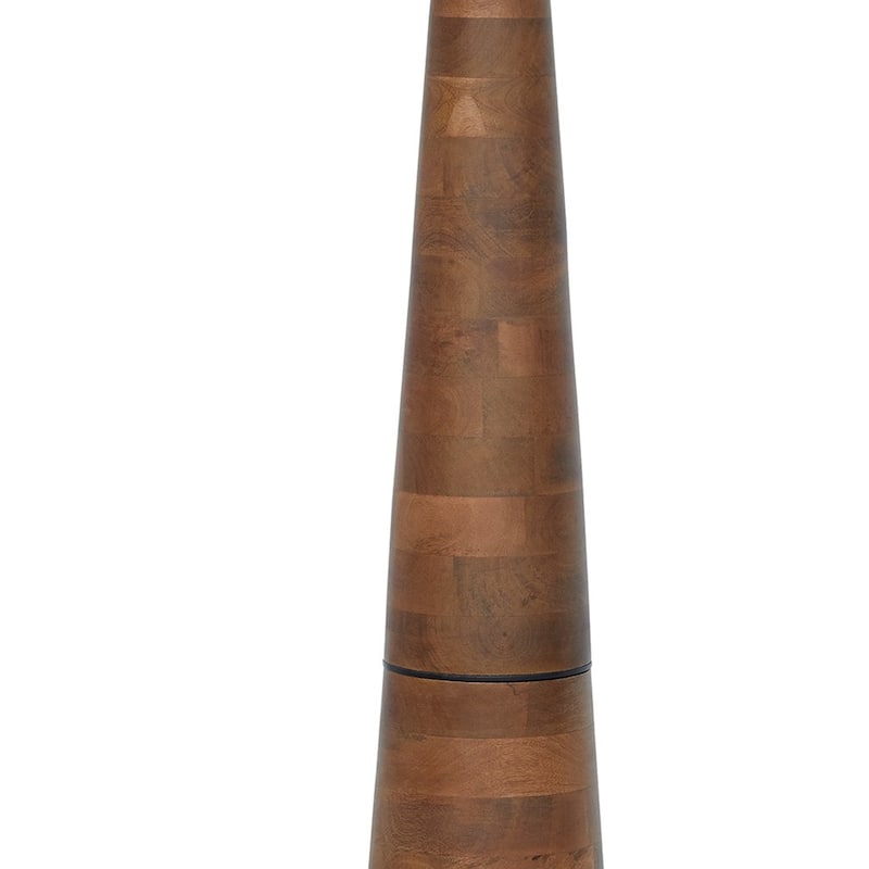 Seya 58 Inch Floor Lamp, Empire Fabric Shade, Tapered Brown Wood Base