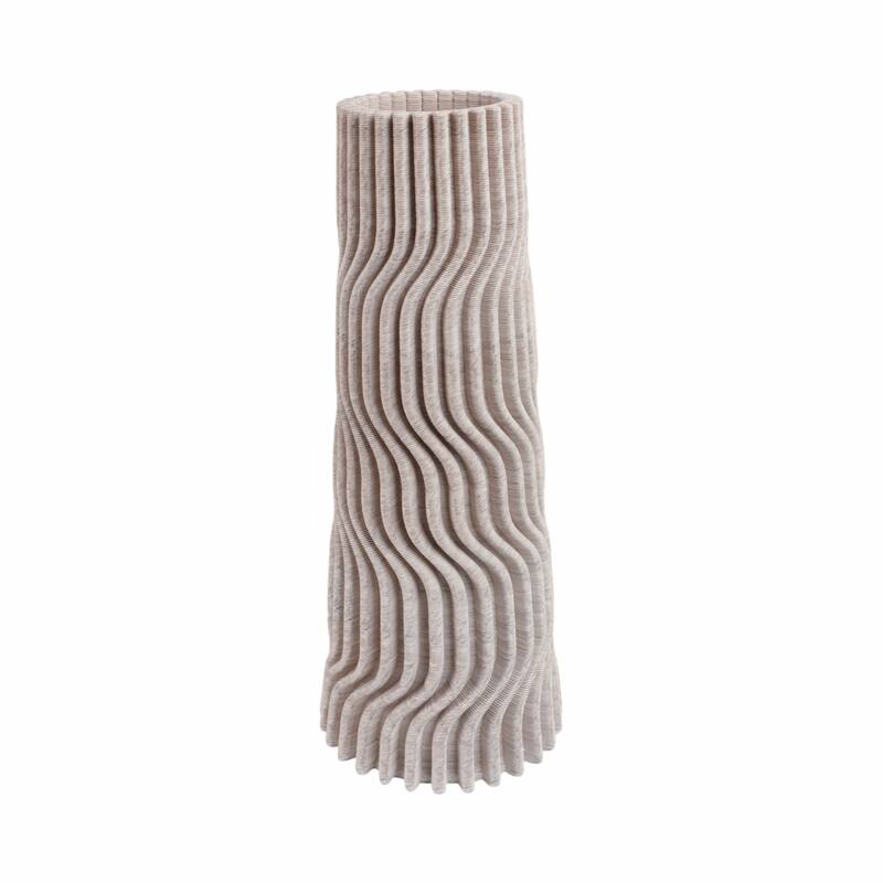 Decorative Vase - Tan Porcelain 3D Printed Textured