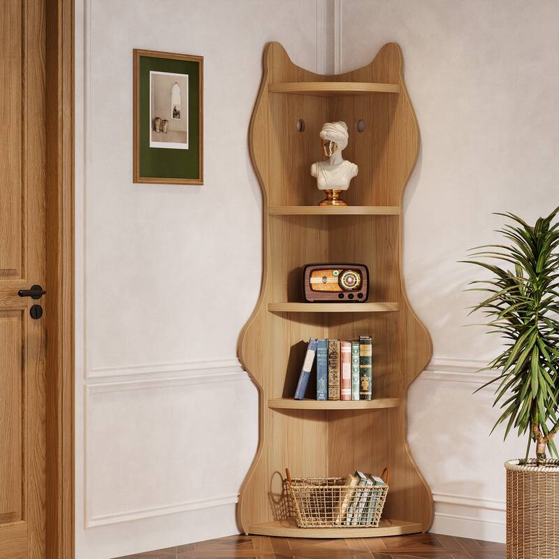 5-Tier Corner Shelf, Unique Bookcase Bookshelf for Living Room, Home Office