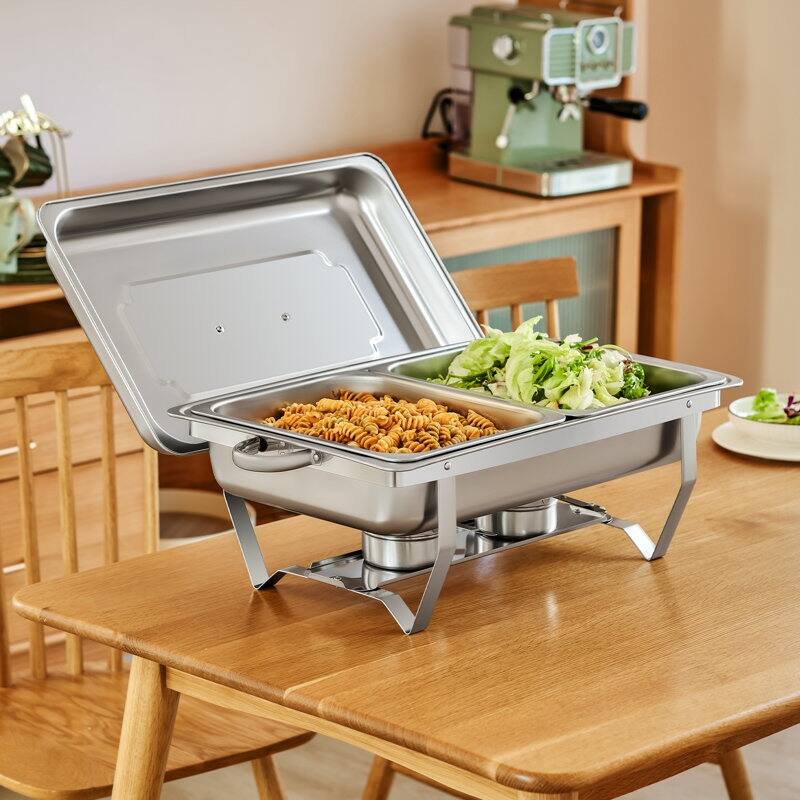 8QT 2Pan Stainless Steel Rectangle Chafing Dish 2 Piece On Sale