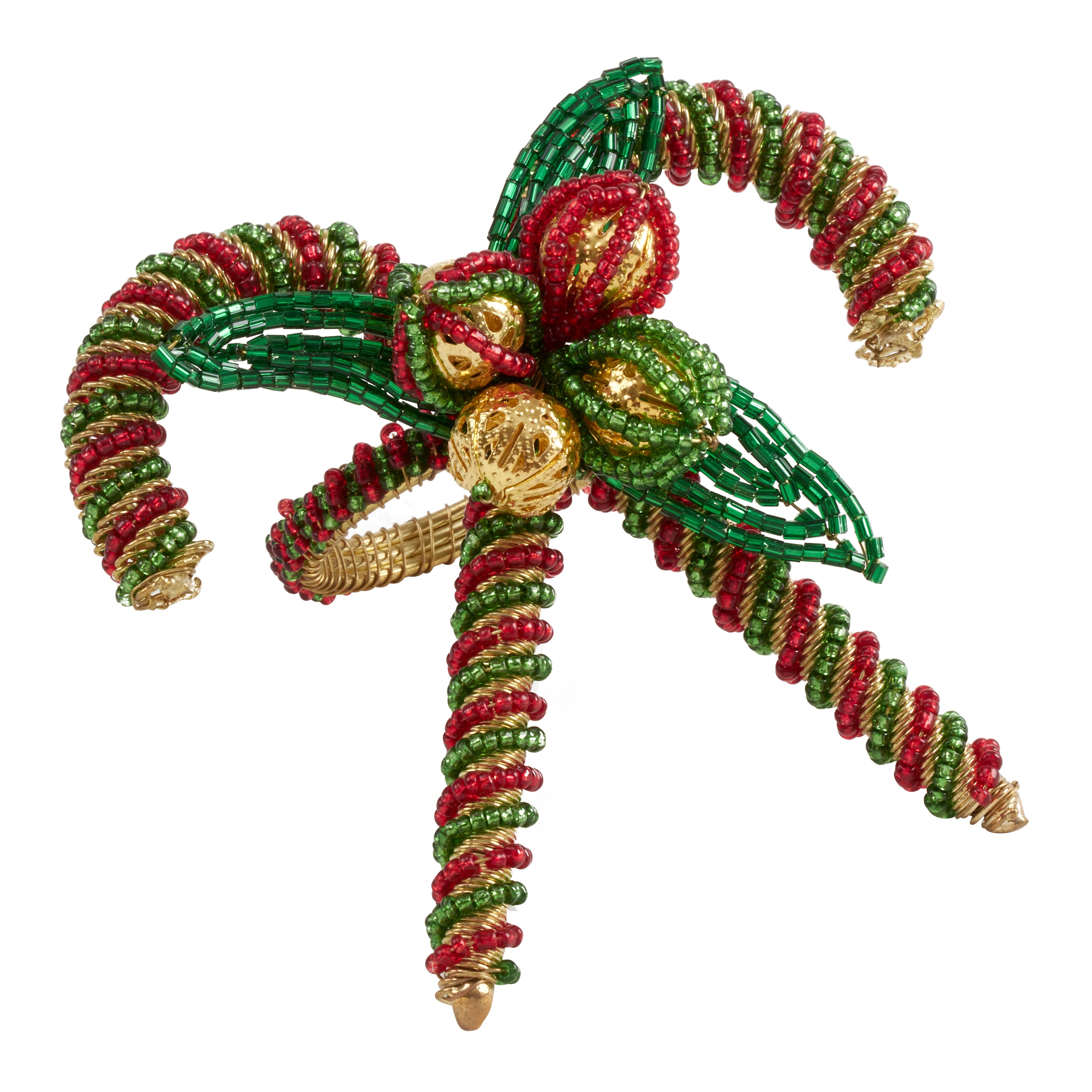 Saro Lifestyle Christmas Napkin Rings With Candy Cane Design (Set of 4)