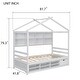 preview thumbnail 7 of 33, Elegant Twin House Bed Kids Bed with Roof Frame,Bedside Storage Shelves,Ladder and Guardrail