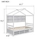 preview thumbnail 16 of 33, Twin Size Platform Bed wBedside-Shelves, Under Bed Storage Unit and Roof, Wood Low House Bedframe Daybed with Small Cabient