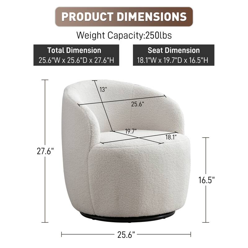 Ouyessir Swivel Barrel Chair Upholstered Armchair (Set of 1)