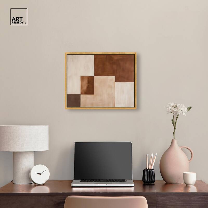 Cream and Brown Panels III Canvas by Art Remedy