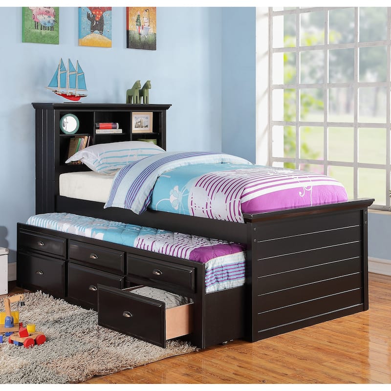 Wood Twin Size Storage Bed Whit Trundle