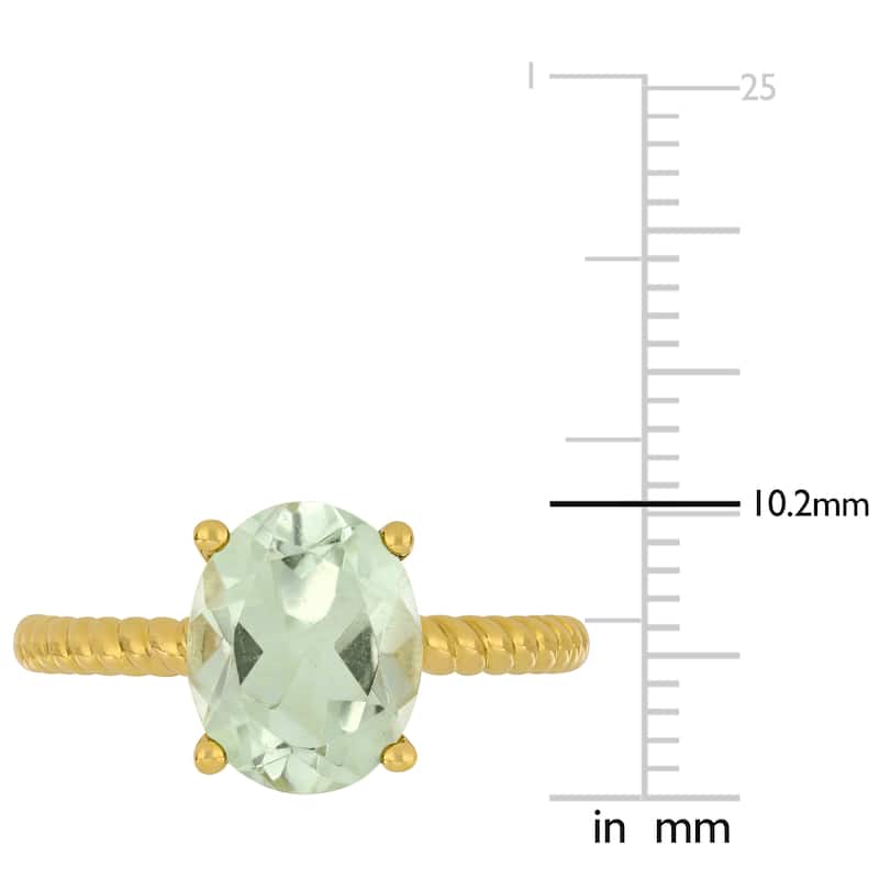 Oval-Cut Green Amethyst Solitaire Twist Ring in 14k Yellow Gold by Miadora