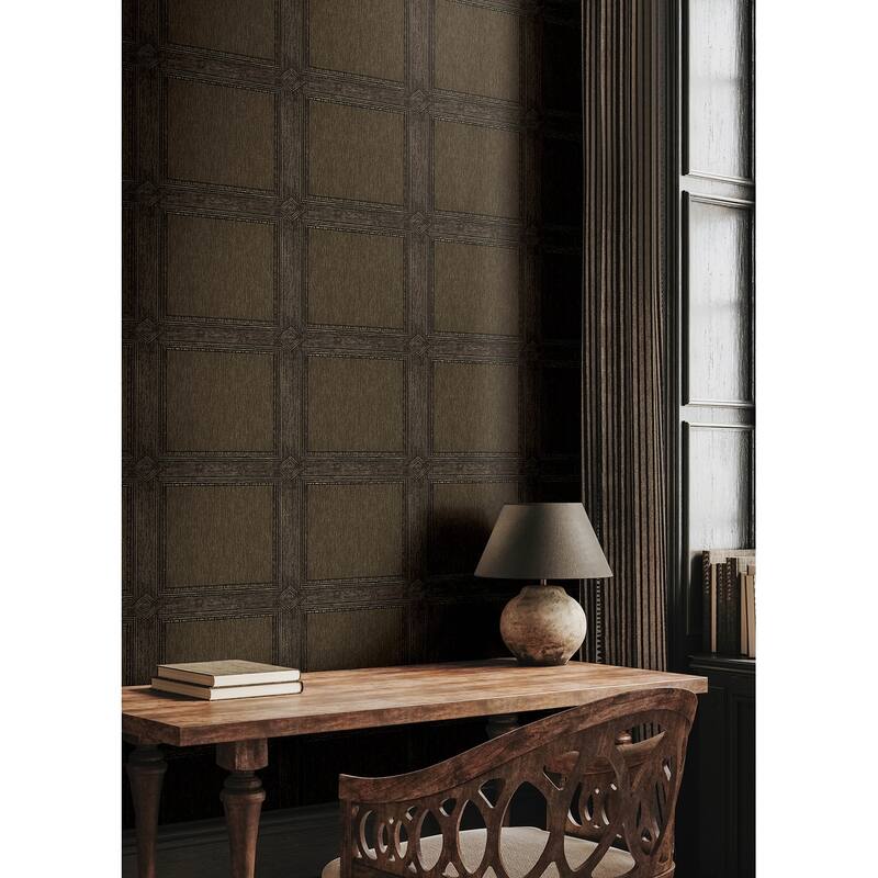 Chris Loves Julia x A-Street Prints Moorland Dark Brown Wood Panel Wallpaper