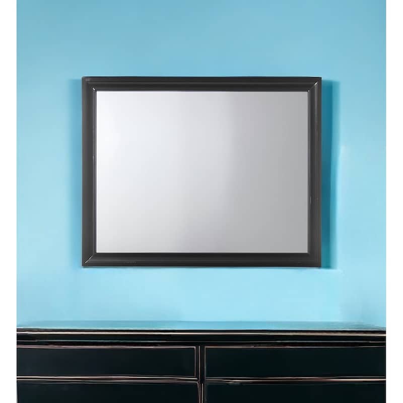 HomeRoots 36" Black Wood Framed Mounted Dresser Mirror - 47' X '36' X '1 - 47' X '36' X '1