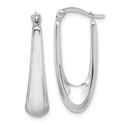Curata 14k White Gold Polished Hoop Earrings - 26.7x11.38mm