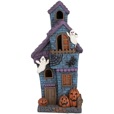 LED Lighted Haunted House with Ghosts Halloween Decoration - 22.75"