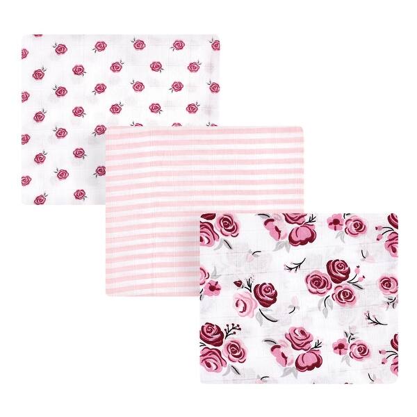slide 1 of 1, Hudson Baby Infant Girl Cotton Muslin Swaddle Blankets, Rose Pink, 3-Pack - Rose Pink 3-Pack - Rose Pink