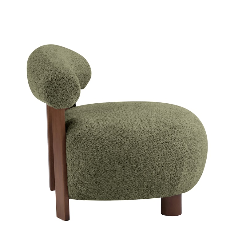 Christopher Knight Home - Modern Boucle Fabric Accent Chair, Soft Upholstery and Solid Wood Frame