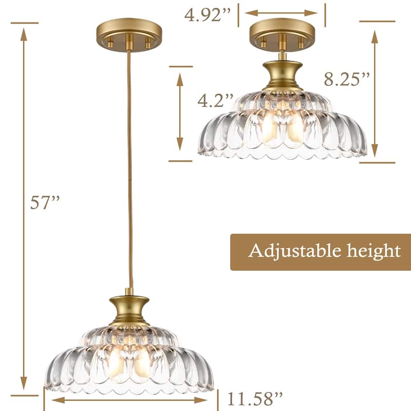 Livorno Brass Pendant Light Fixtures Flower Shade, 1-Light