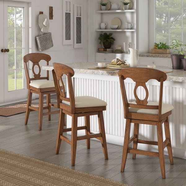 slide 2 of 32, Ronda Napoleon Back Wood Swivel Chair