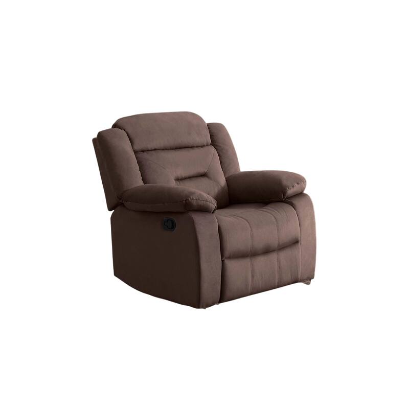 Harper Manual Recliner Lounge Chair, Chocolate Brown Channel Tufted Velvet