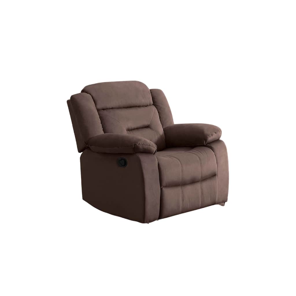 Harper Manual Recliner Lounge Chair, Chocolate Brown Channel Tufted Velvet