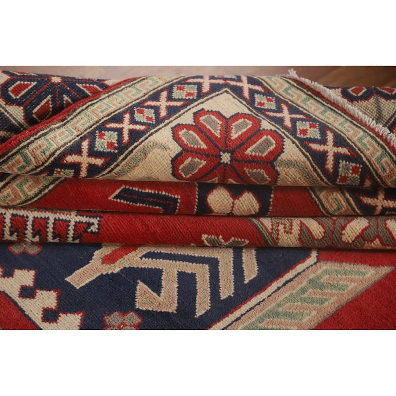 Geometric Kazak Rug Hand-Knotted Wool Carpet - 8'2"x 9'9"
