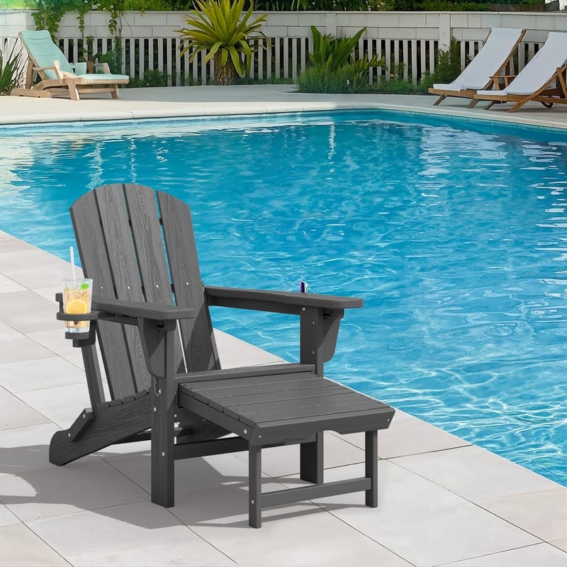 Folding Outdoor Chair with 3-Position Reclining Backrest & Telescoping Footrest
