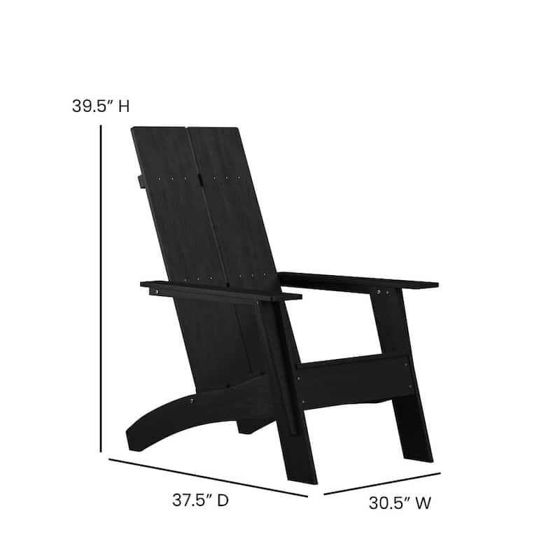 Modern All-Weather Dual Slat Adirondack Style Chair with Footrest