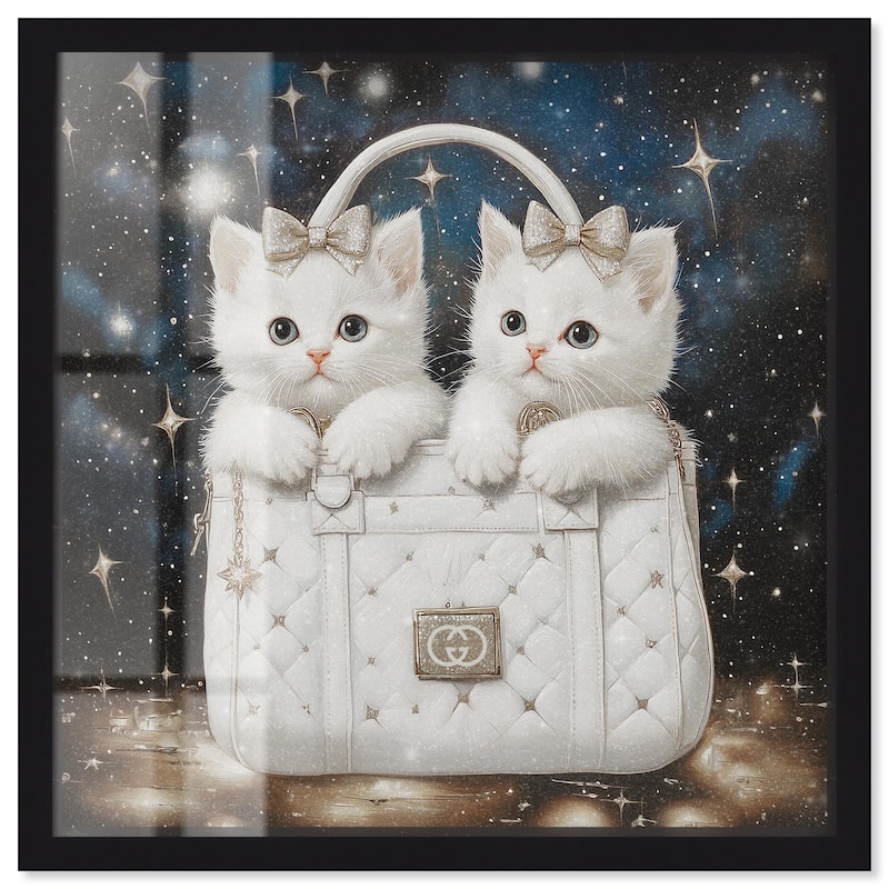 Constellation Kittens Purse Shadowbox by Art Remedy - Black - 24" x 24"