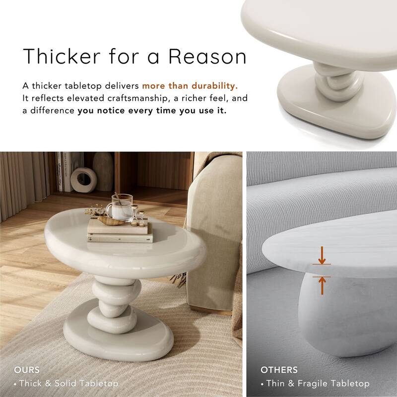 247 Shop At Home Modern Oval Glossy Pedestal End Table