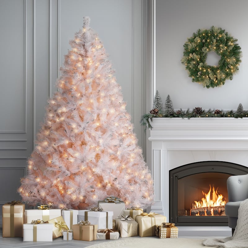 National Tree Company Winchester White Pine Tree with Silver Glitter and Clear Lights, 7 feet - 7 Foot