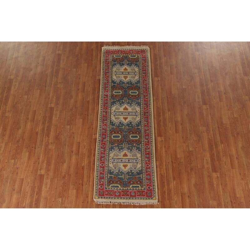 Blue Heriz Serapi Runner Rug Handmade Wool Carpet - 2'6"x 8'0"