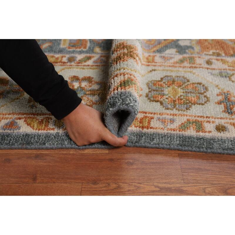 Geometric Grey Heriz Serapi Rug Hand-Knotted Traditional Wool Carpet - 8'1"x 9'11"