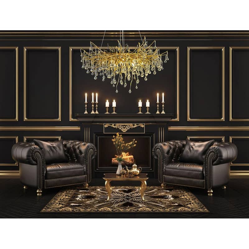 Crystal Tree Branch Modern Gold Round Chandelier