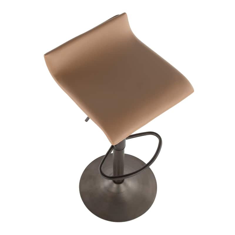 Carbon Loft Hess Industrial Barstool in Antique Metal and Faux Leather (Set of 2)